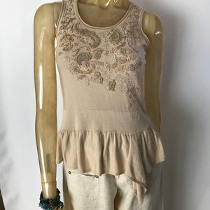 CHRISTIAN LACROIX Embroidered Silk Cashmere Top M